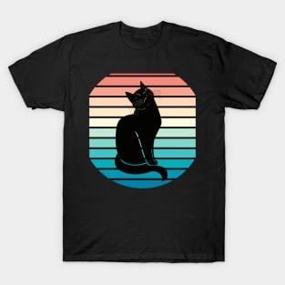 Black cat watching sunset T-Shirt